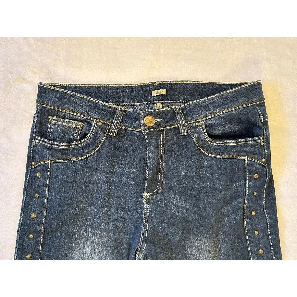 Women's Reba Jeans Size 10, Wide Stitch, Metal Studding, Straight Leg, Western